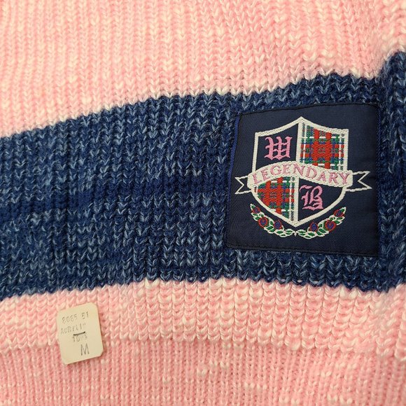 Vintage Weathered Blues Legendary 80's Pastel Pink Blue Sweater - Picture 2 of 6